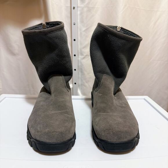 Lands’ End Men’s Suede Fleece Lined Outdoor Boots Gray Zip Back 10.5 Gorpcore - Picture 1 of 8